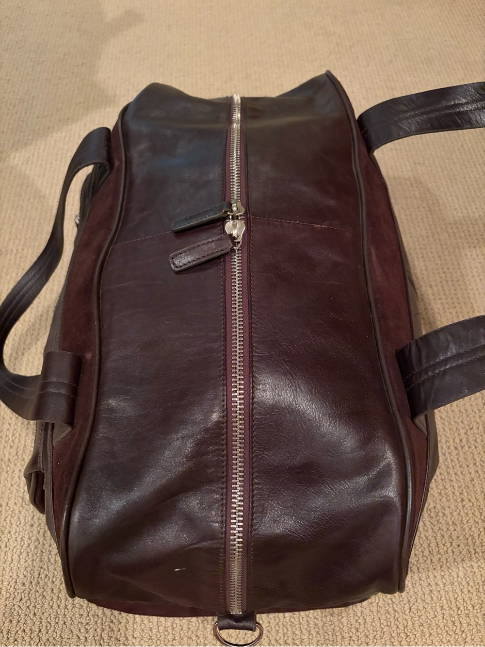 Fossil Brown Leather and Suede Weekender Bag - Picture 5 of 11